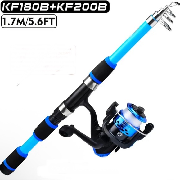 Other - Compact Fishing Rod and Reel Set - Blue Brand New
